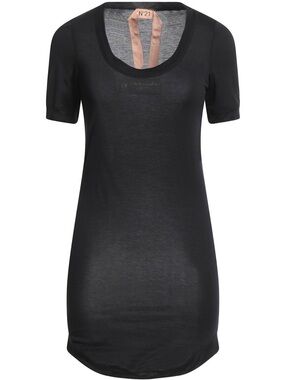 NWT N°21 Black Logo Patch Scoop Neck Cotton Tee | IT 36 / US XXS Made in Romania